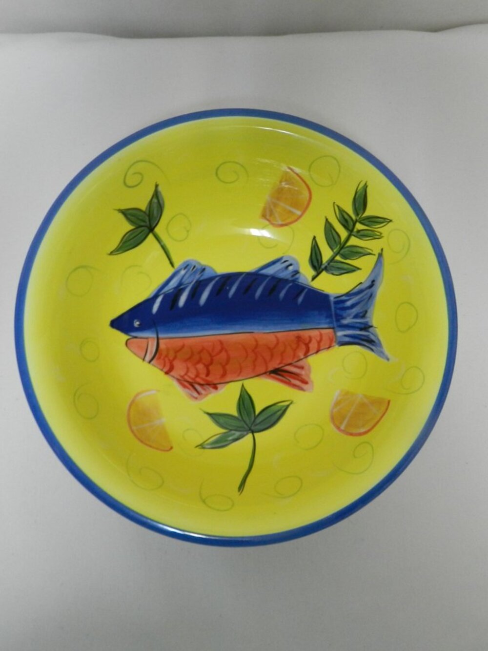 Certified International ceramic Fish small pasta serving bowl decor beach ocean